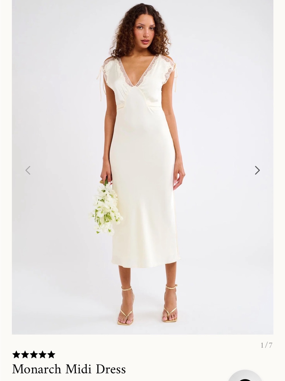 Rumored Ivory Satin Lace-Trim Slip Dress